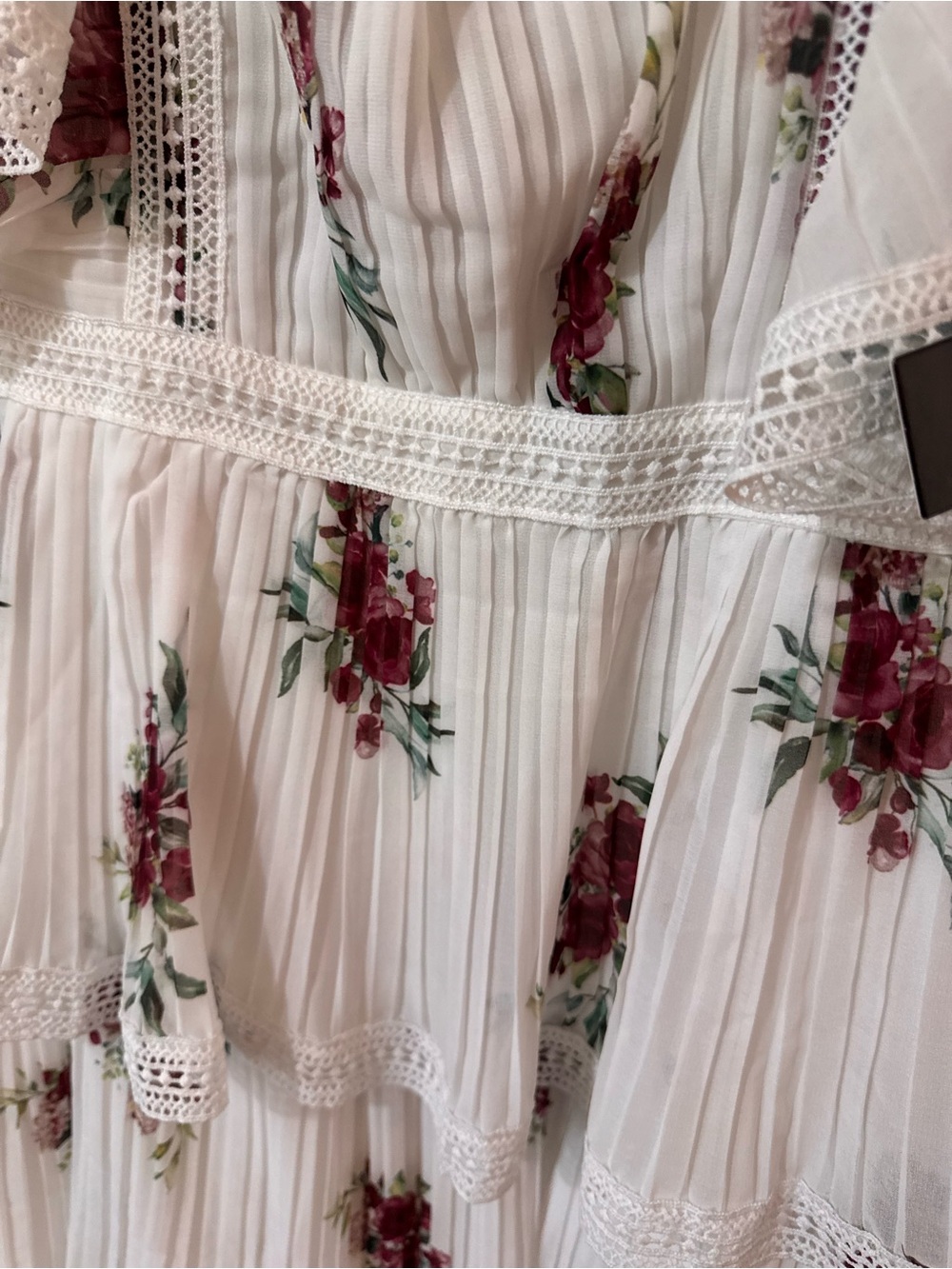 NWT Thriving Romance White Floral Print Tiered Midi Dress size L - Picture 6 of 10